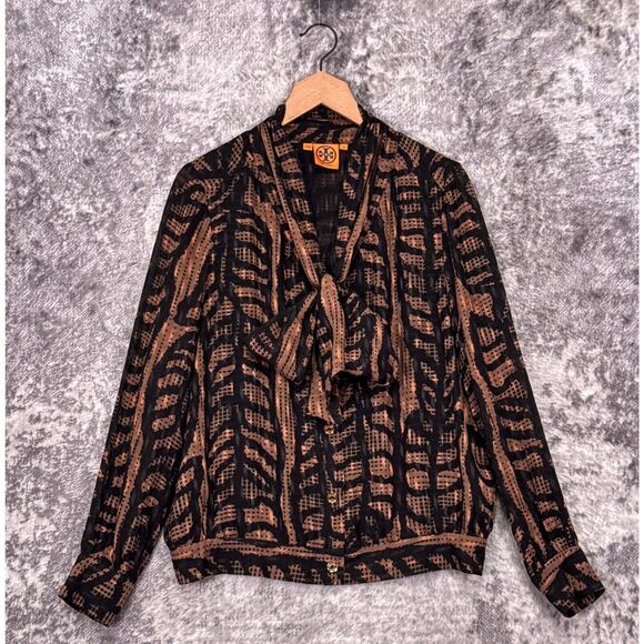 Tory Burch Tops - Tory Burch Blouse 8 Womens Silk Tie Neck Long Sleeve Top